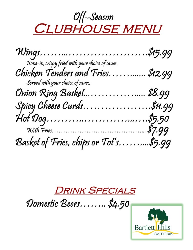 Restaurant bartlett hills golf club
